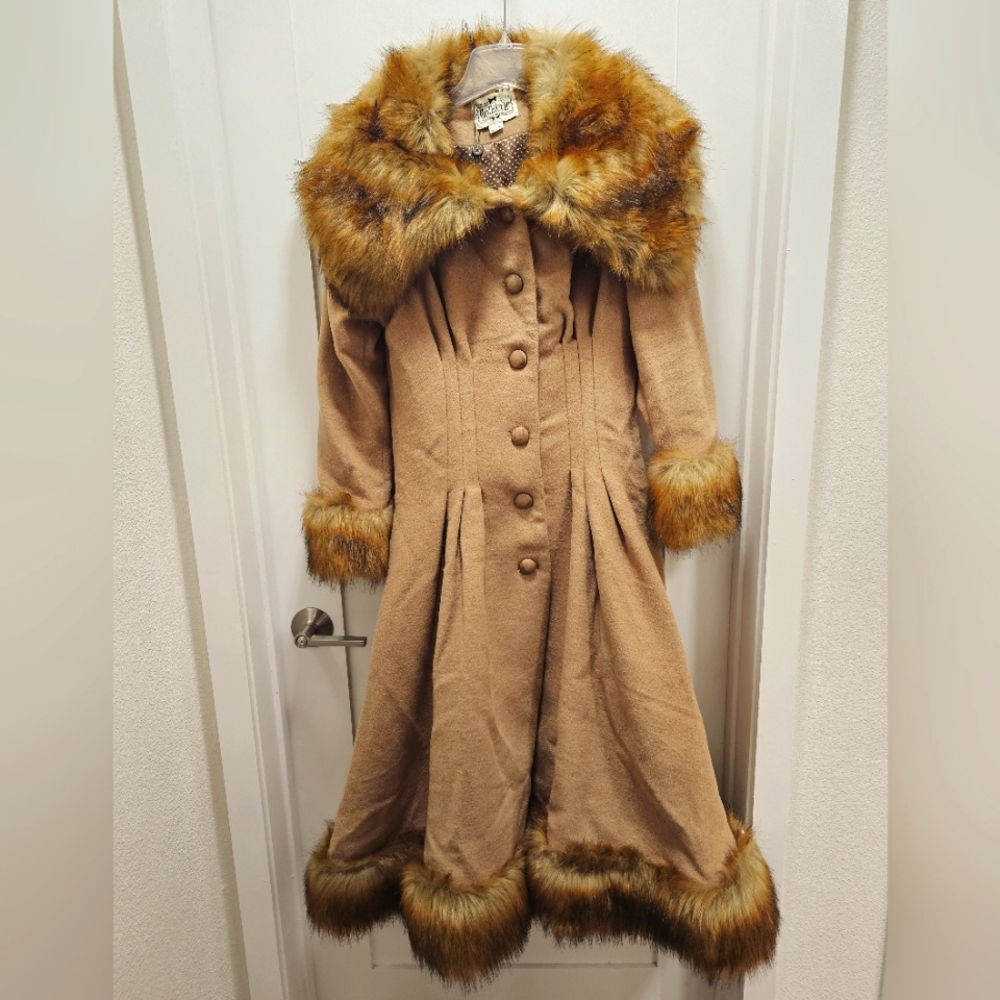 Collectif Pearl Coat L UK14 beige